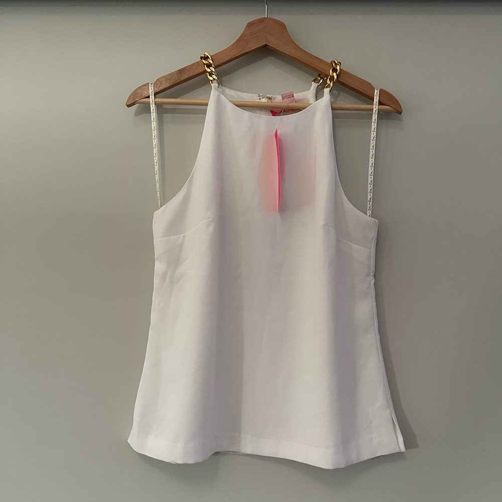 NWT Lilly Pulitzer Adrienne Halter Tank Top in Resort White 4